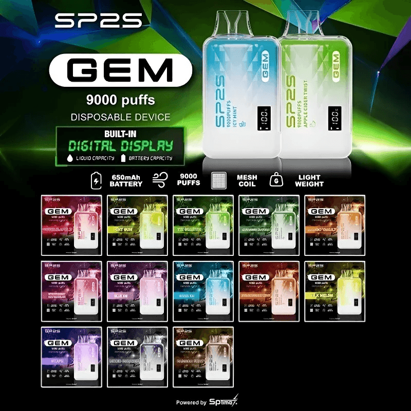 SP2S GEM 9000口拋棄式電子煙｜12ml大容量・16款口味・台灣現貨